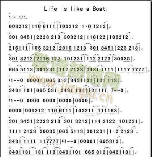 《死神》片尾曲 《Life is like a Boat》简谱