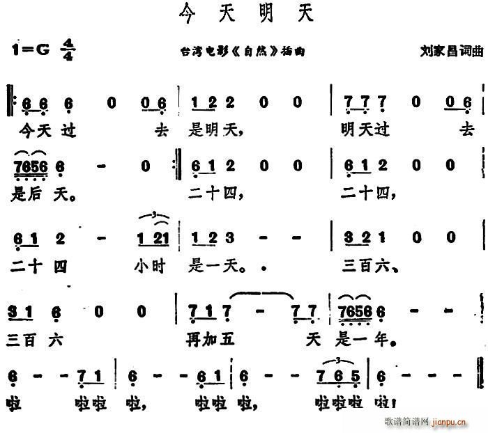 刘家昌 《自然》简谱