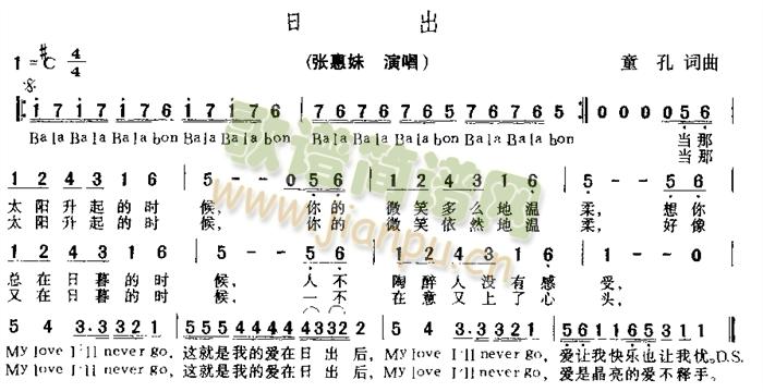 张惠妹 《日出》简谱