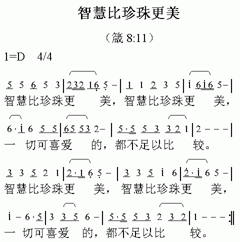 未知 《智慧比珍珠更美》简谱