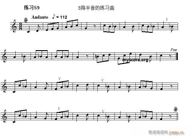 未知 《快速入门 附录 视唱浅易经典练习曲（59）》简谱