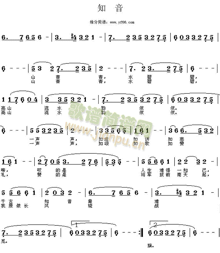 李谷一 《知音》简谱