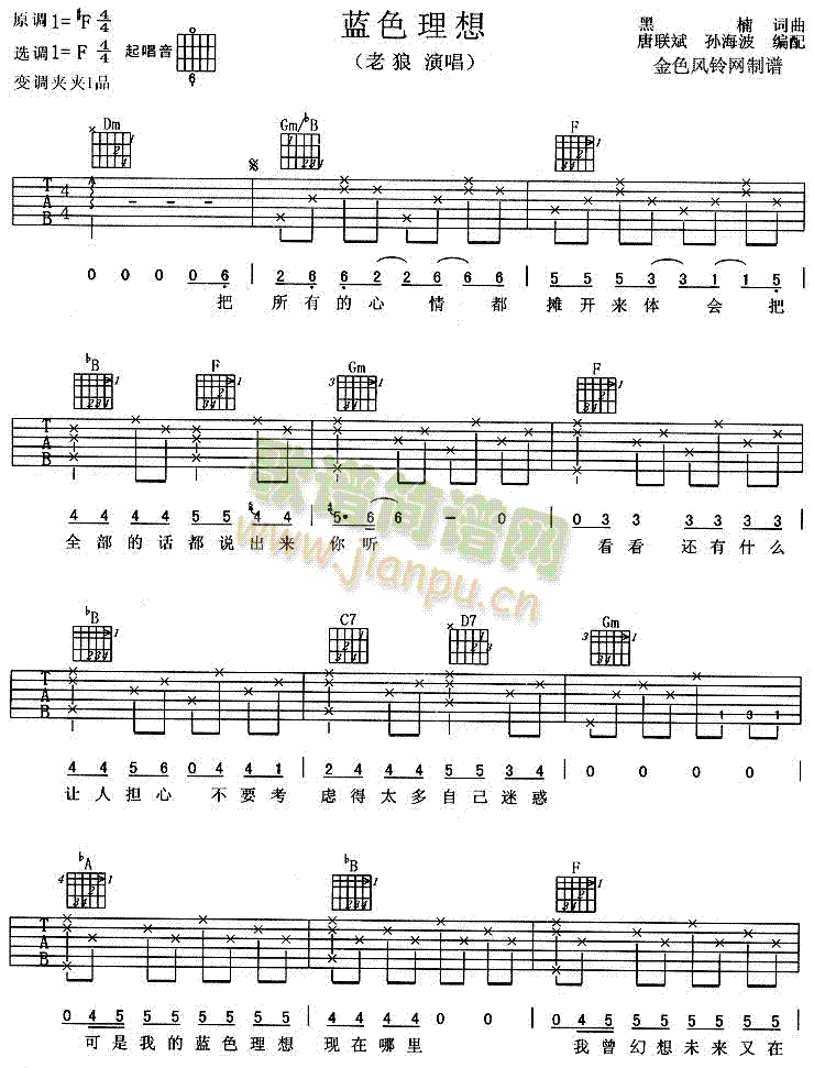 未知 《蓝色理想》简谱