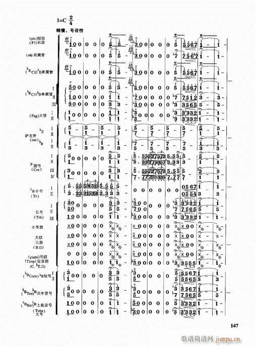 未知 《管乐队编配教程141-160》简谱