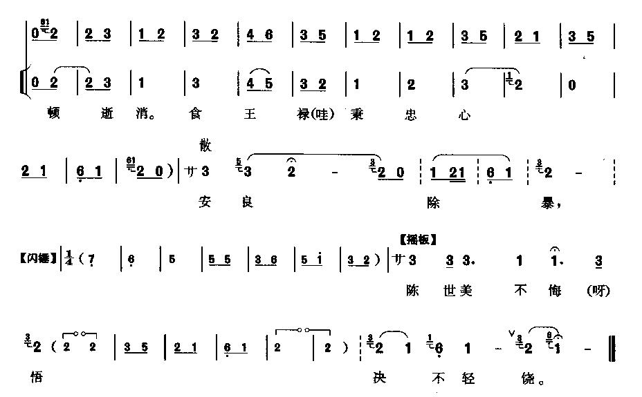 未知 《陈州放粮归万民欢笑》简谱