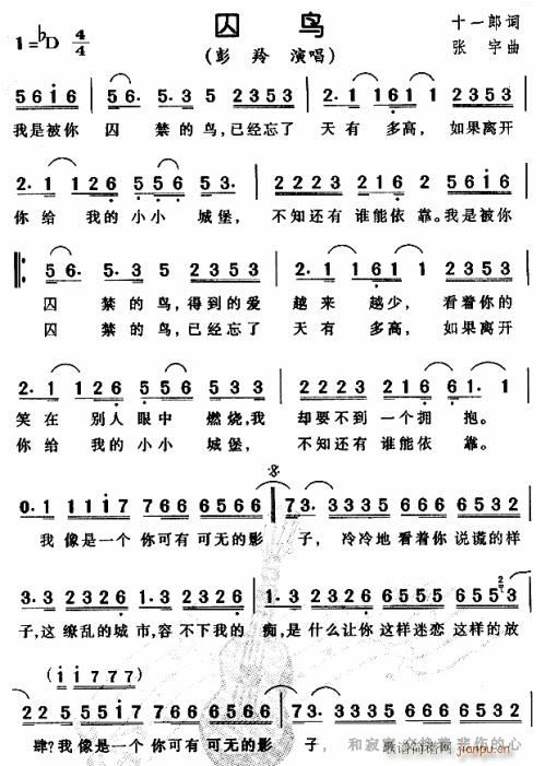 未知 《囚鸟1---可听》简谱