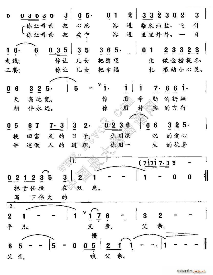 未知 《父亲2》简谱