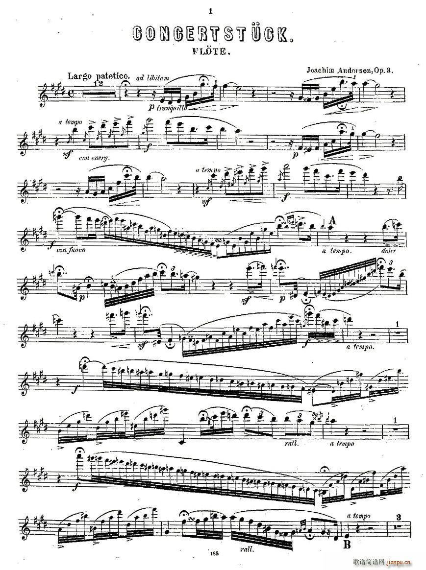 未知 《Concertstück . Op. 3. - flute part only》简谱