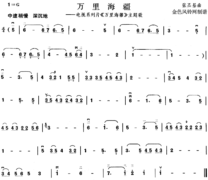 未知 《万里海疆(同名电视系列片主题歌)》简谱