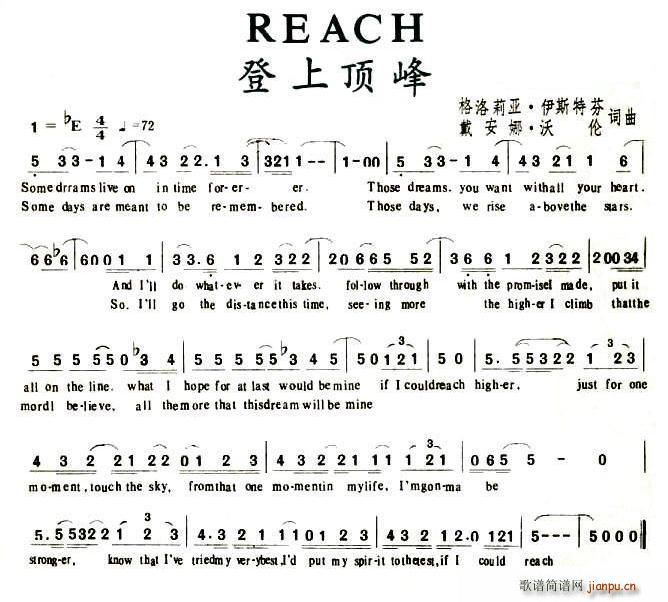 未知 《REACH（登上顶峰）》简谱