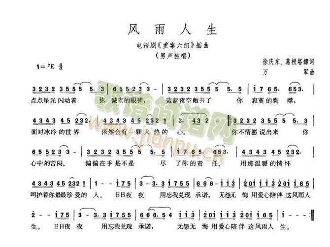 韩磊 《风雨人生》简谱