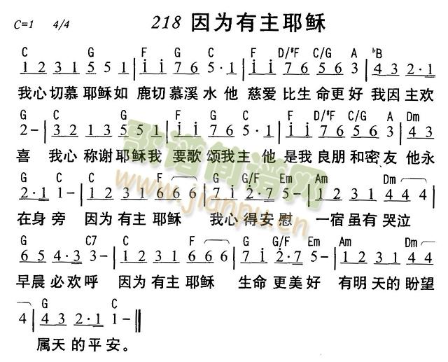 未知 《因为有主耶稣》简谱