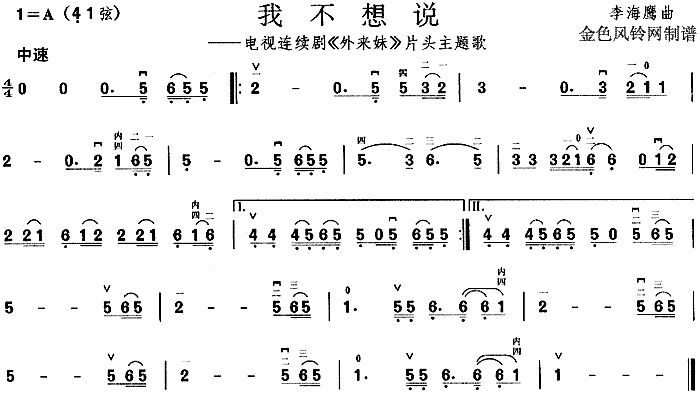 我不想说( 《外来妹》简谱