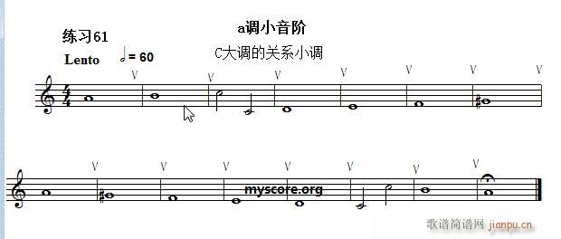 未知 《快速入门 附录 视唱浅易经典练习曲（61）》简谱