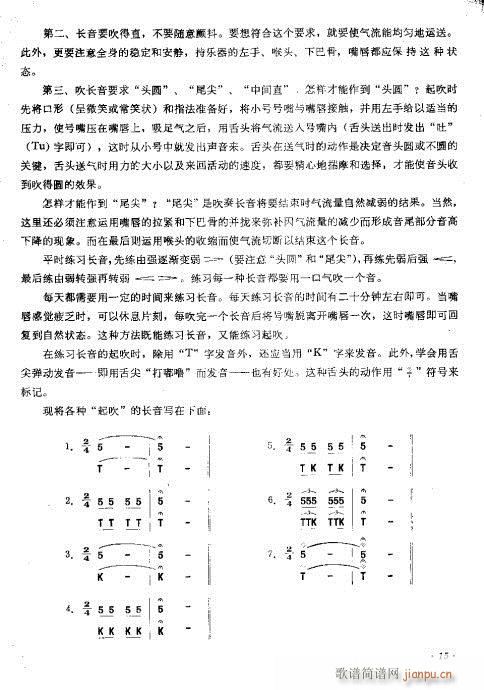 未知 《小号吹奏法 目录-15页》简谱