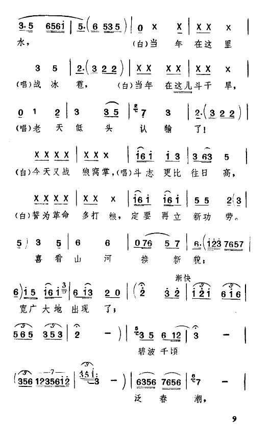 王毓宝 《大寨步步高(天津时调)》简谱