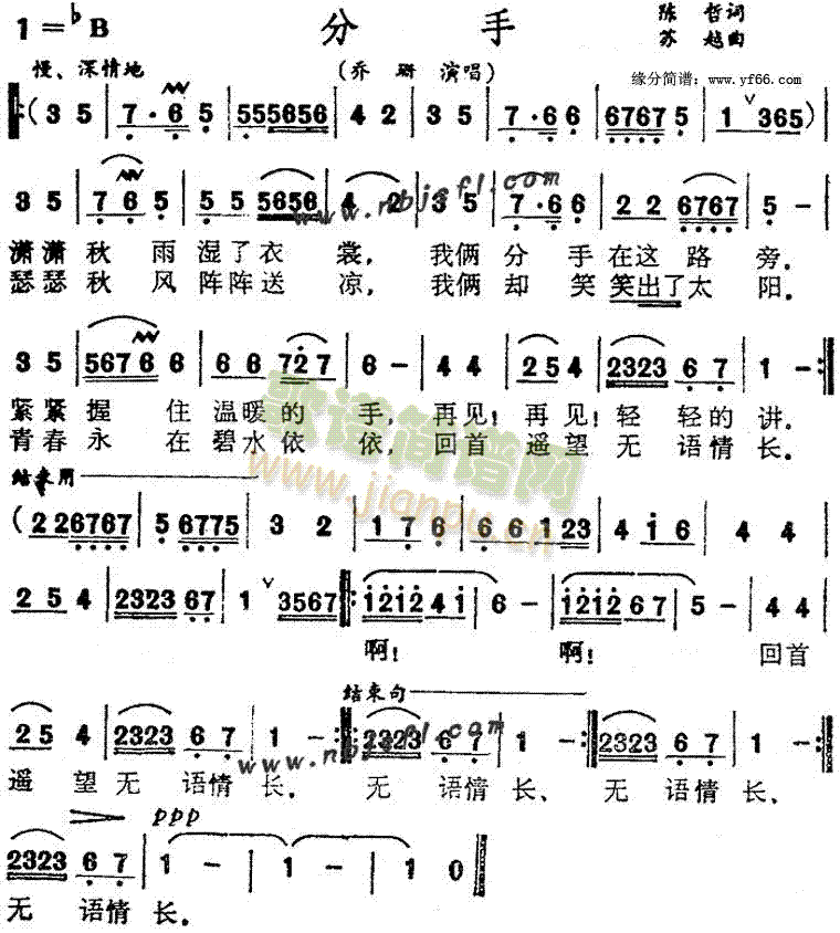 乔珊 《分手》简谱