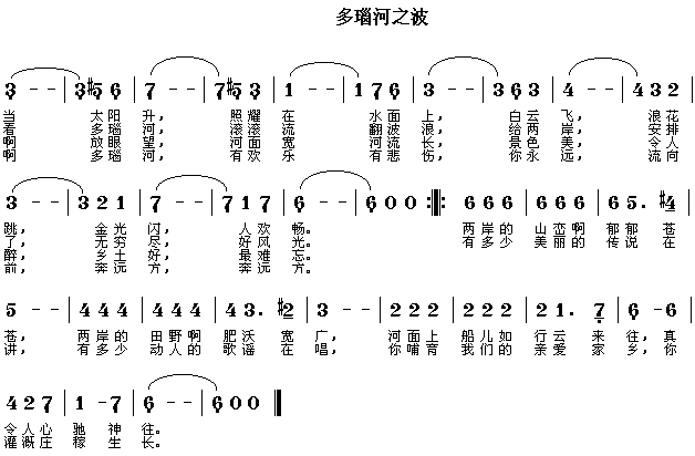 未知 《多瑙河之波》简谱