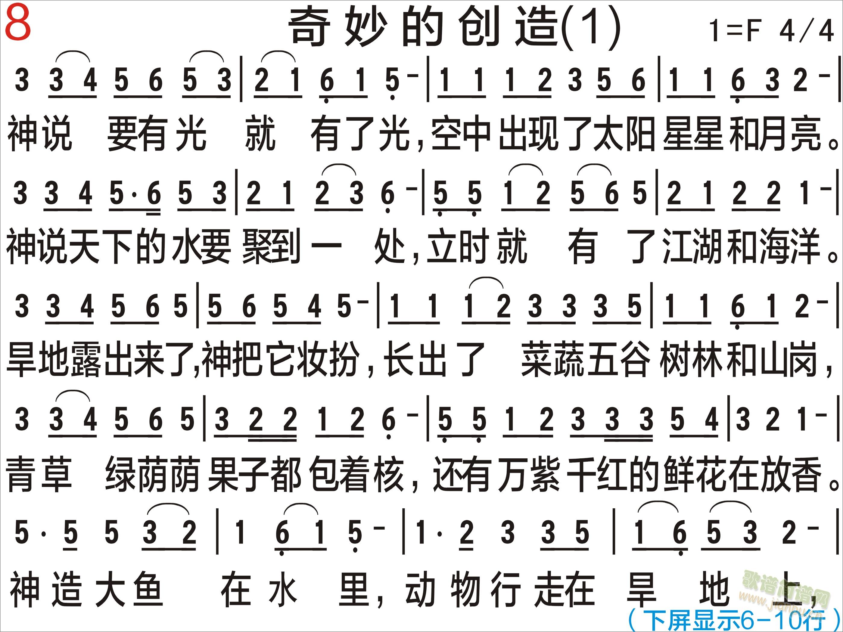 pps/ppt尺寸，下载后直接可做pps/ppt，自己打的，比较清晰。 《奇妙的创造 清晰版》简谱