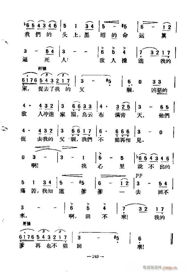 未知 《独唱歌曲200首 241-256》简谱