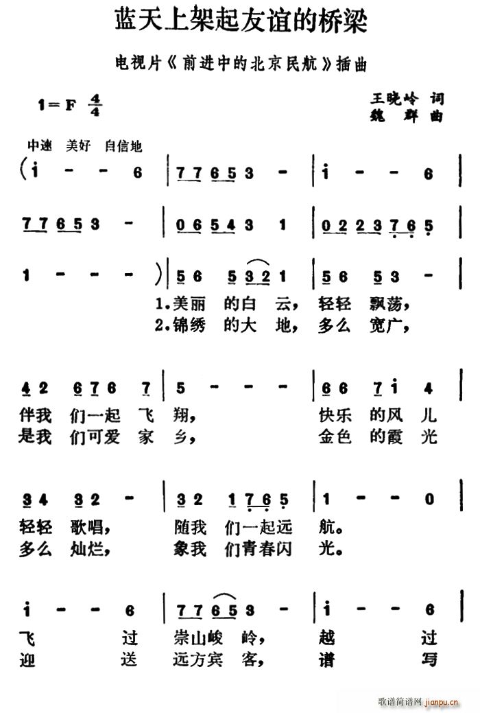 王晓岭 《前进中的北京民航》简谱