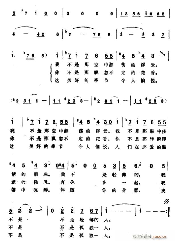 未知 《在梦中我也不孤独》简谱