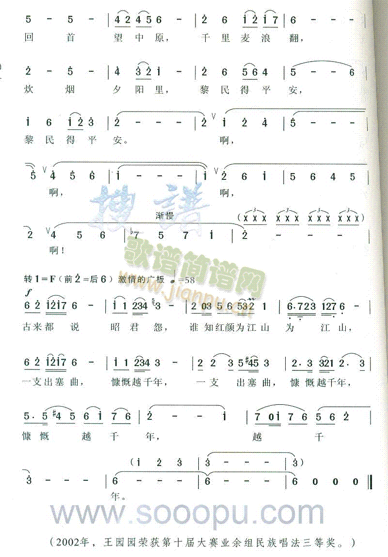 王园园 《昭君出塞》简谱