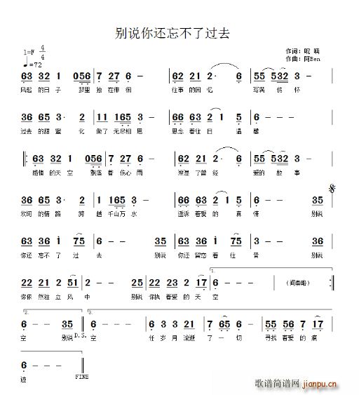 高霞   呢喃 《别说你还忘不了过去》简谱