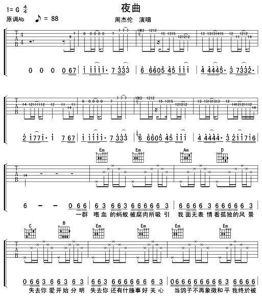 未知 《夜曲》简谱