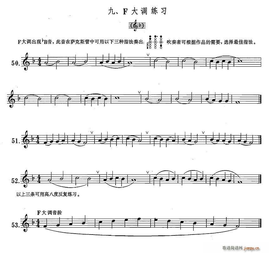 未知 《萨克斯练习曲合集（1—9）F大调练习》简谱