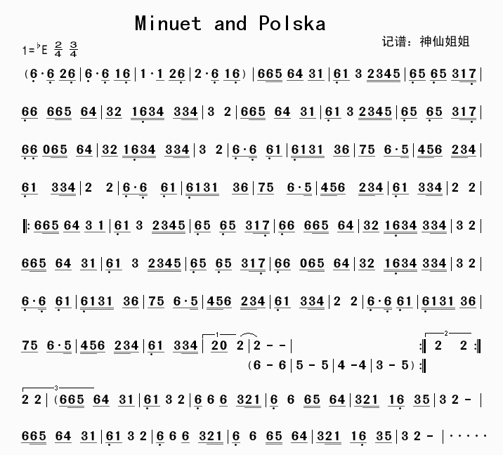 Loituma 《Minuet and Polska》简谱