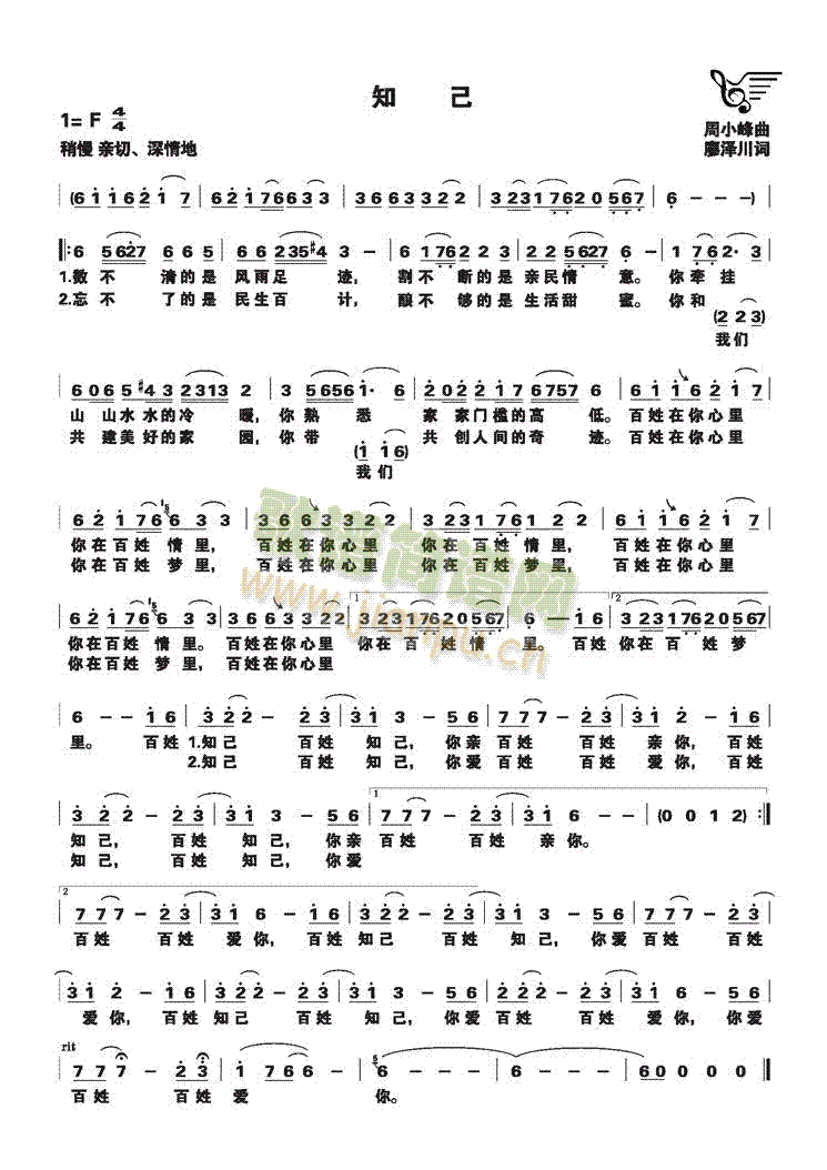 吴碧霞 《知己》简谱