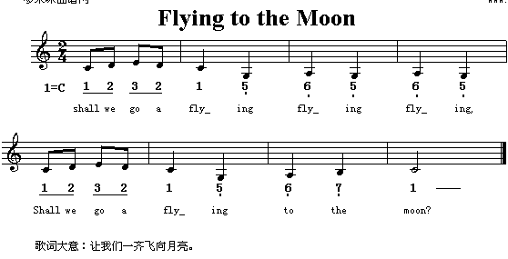 未知 《Flying To The Moon》简谱