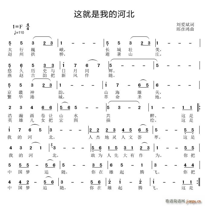 邱彦鸿   刘爱斌 《这就是我的河北》简谱