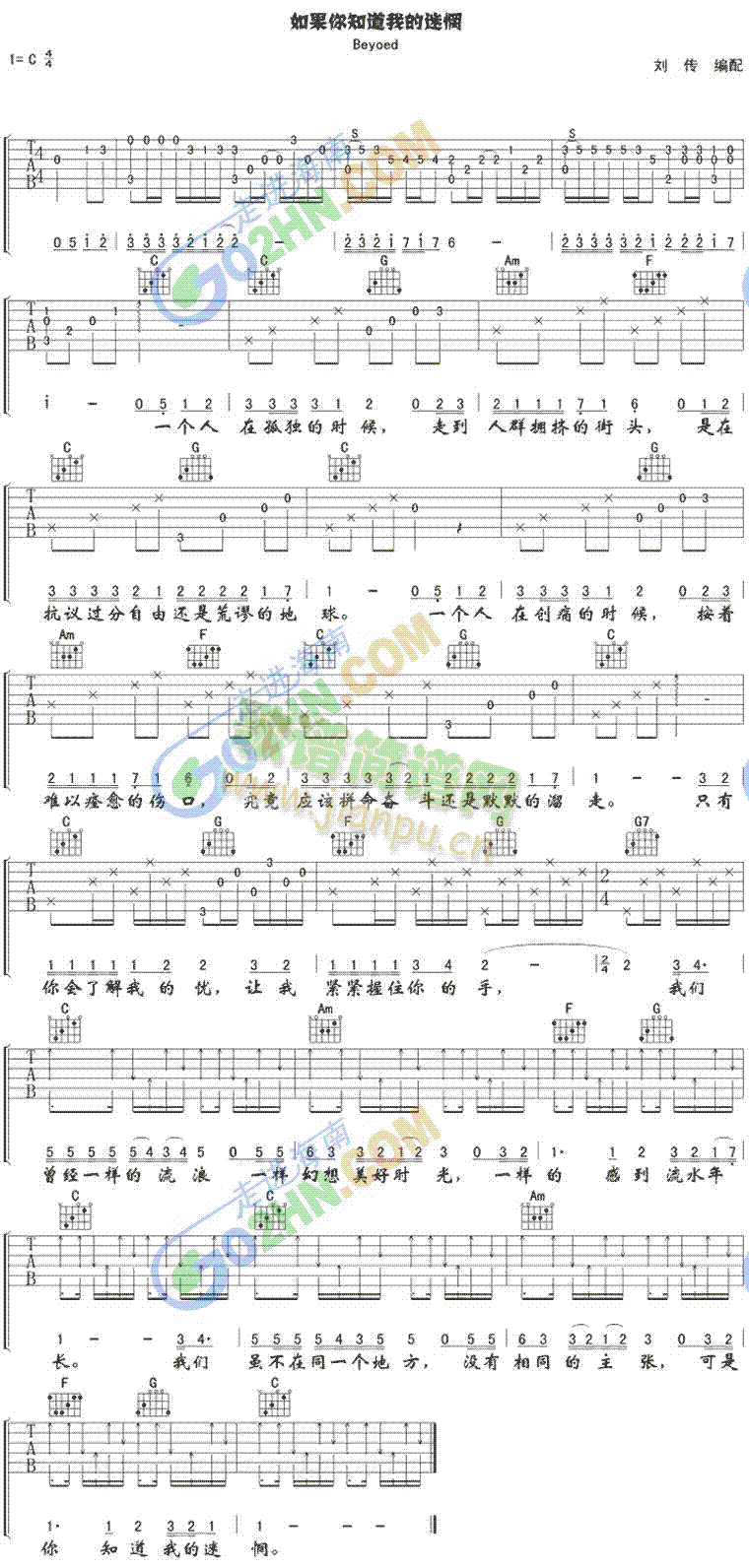 未知 《BEYOND(真的爱你)国语版.如果你知道我的迷茫》简谱
