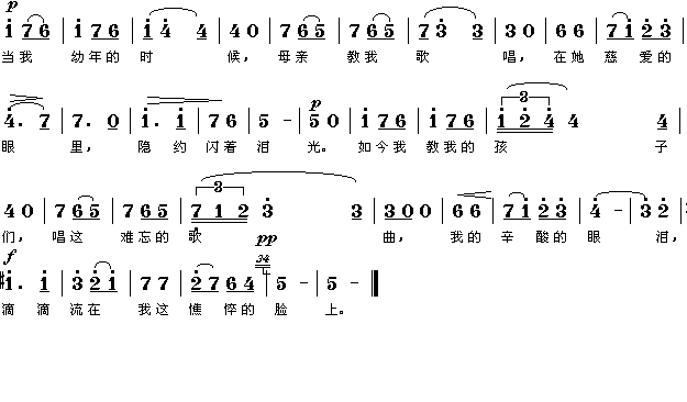 未知 《(捷)德沃夏克:母亲教我的歌(简谱)》简谱