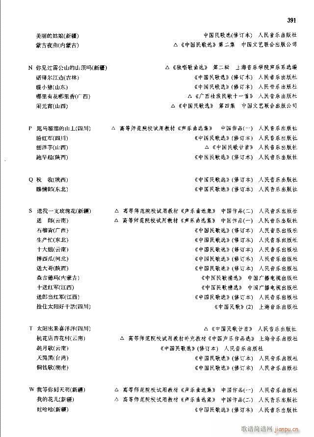 未知 《中国民间歌曲选  下册359-394线谱版》简谱