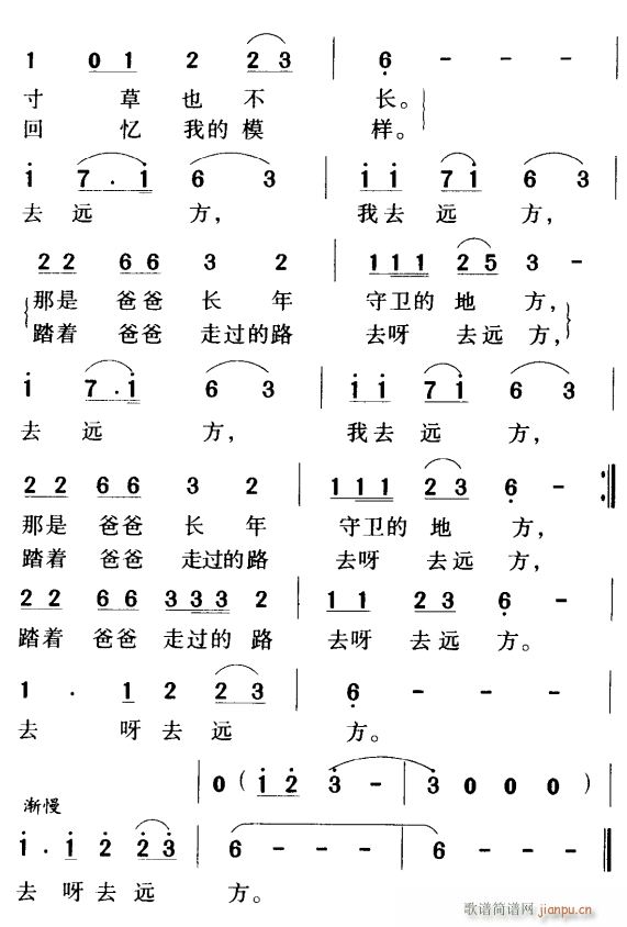 未知 《去远方2》简谱