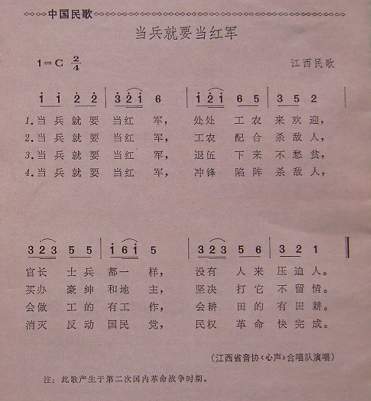 未知 《当兵就要当红军（江西民歌）》简谱