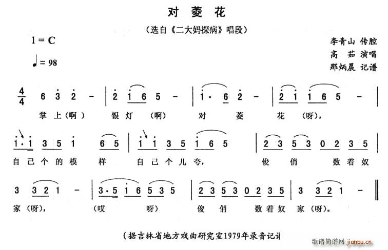 高茹 《二大妈探病》简谱