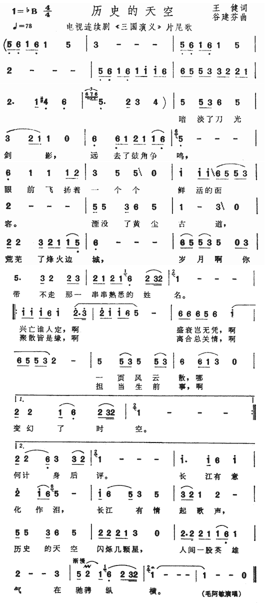 毛阿敏 《三国演义》简谱