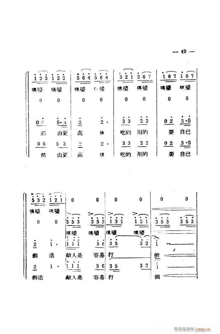 生产大合 《唱（完整本）》简谱