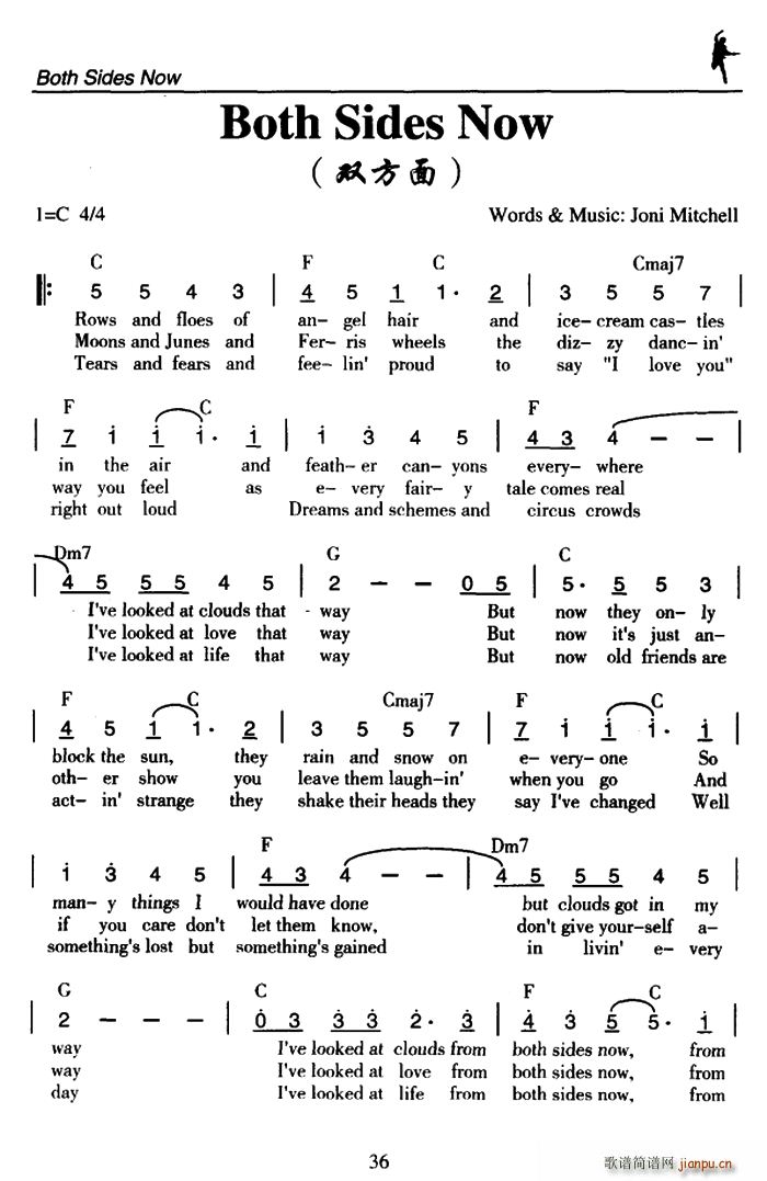 未知 《Both Sides Now（双方面）》简谱