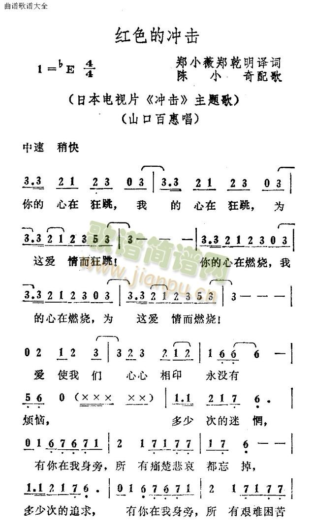 未知 《红色的冲击》简谱