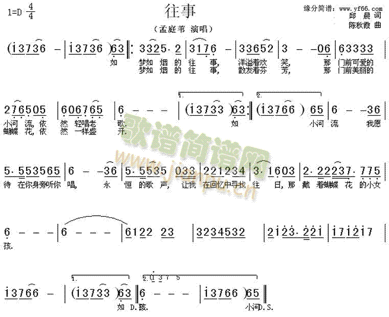 孟庭苇 《往事》简谱