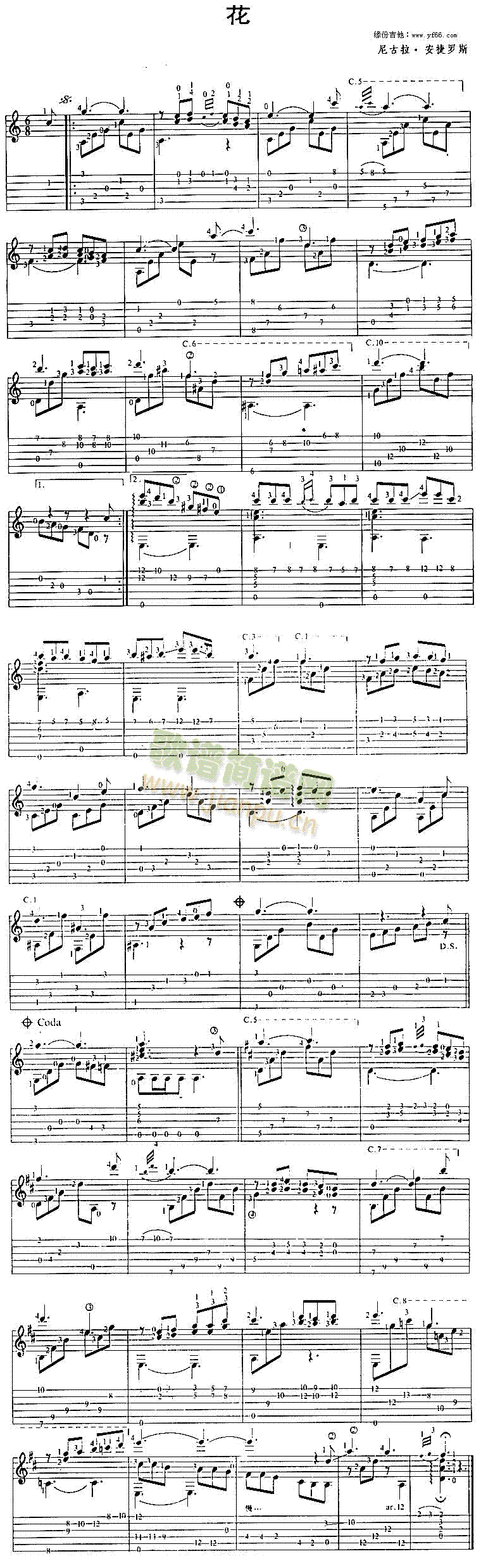 未知 《花》简谱