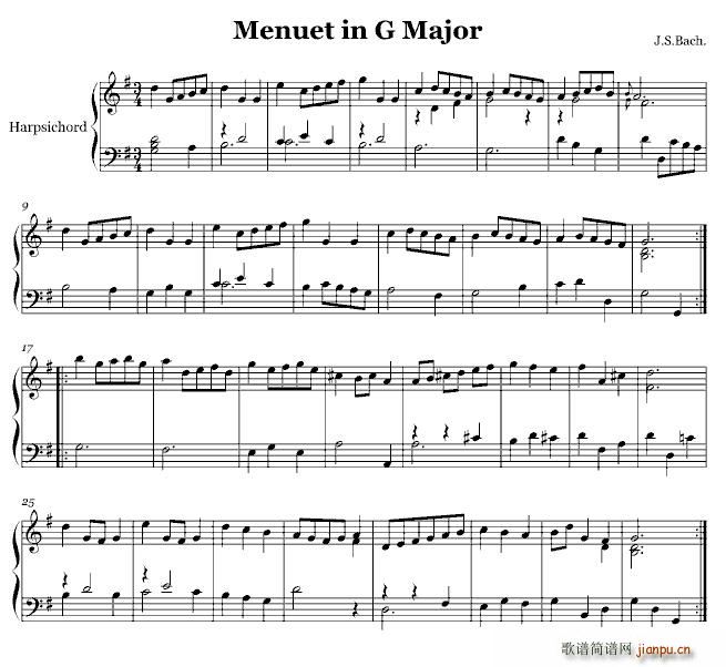 未知 《Menuet in G Major（G大调小步舞曲）》简谱