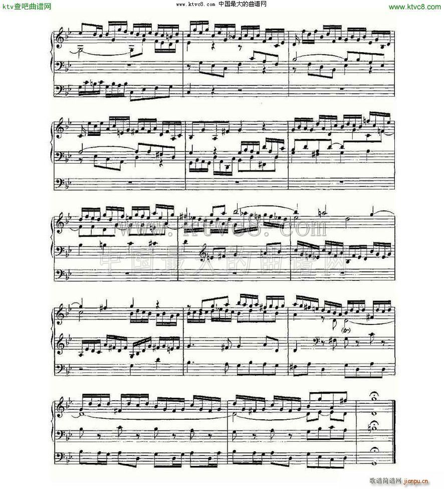 未知 《Fugue in G Minor BWV 578 管风琴谱》简谱