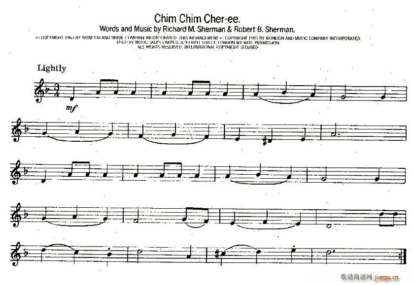 未知 《Chim Chim Cher-ee》简谱