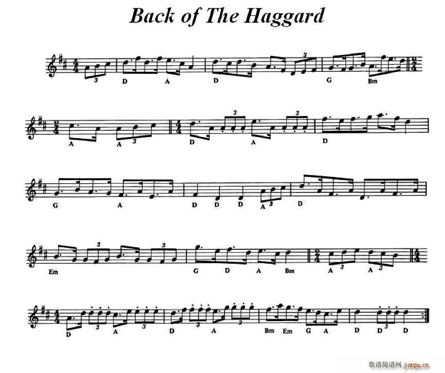 未知 《Back of The Haggard（爱尔兰民歌）》简谱